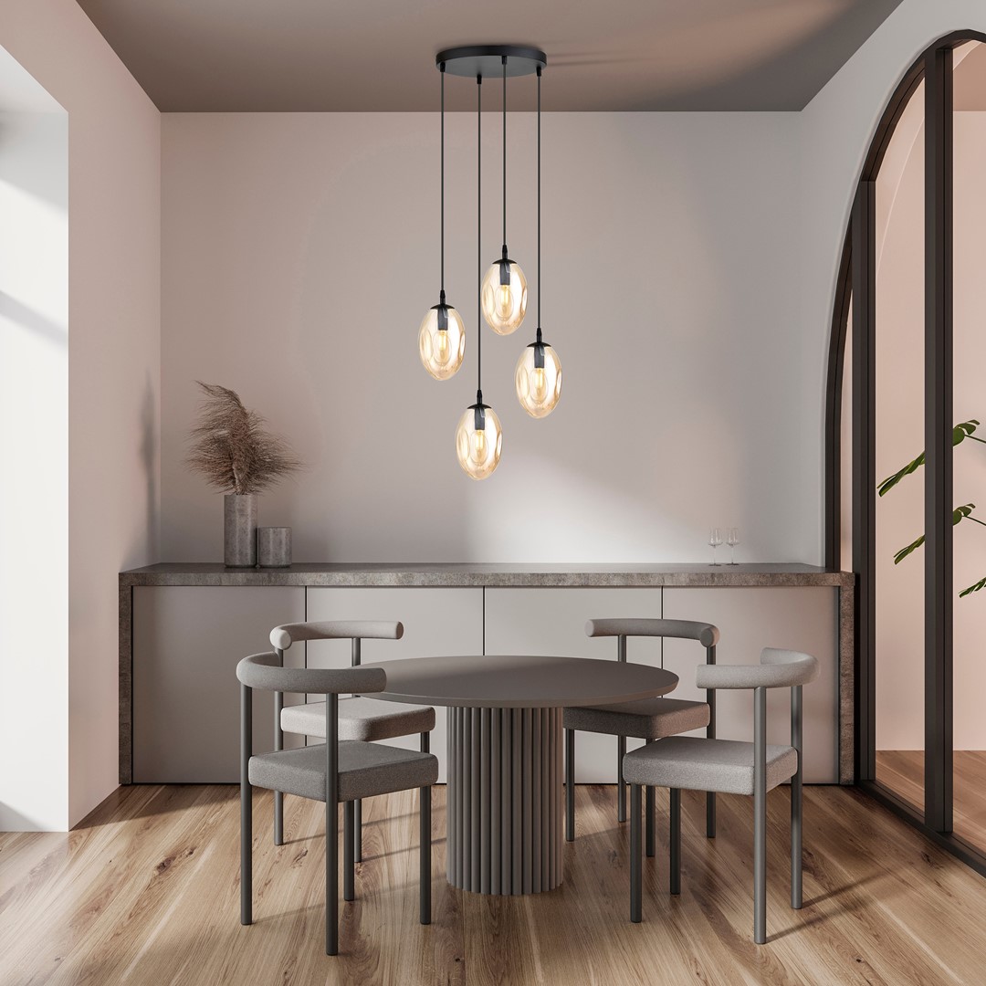 Astral Premium Ø40 Ámbar Lámpas de techo De Emibig Lighting - La suspensión negra crea un elegante contraste y realza el diseño moderno de la lámpara.