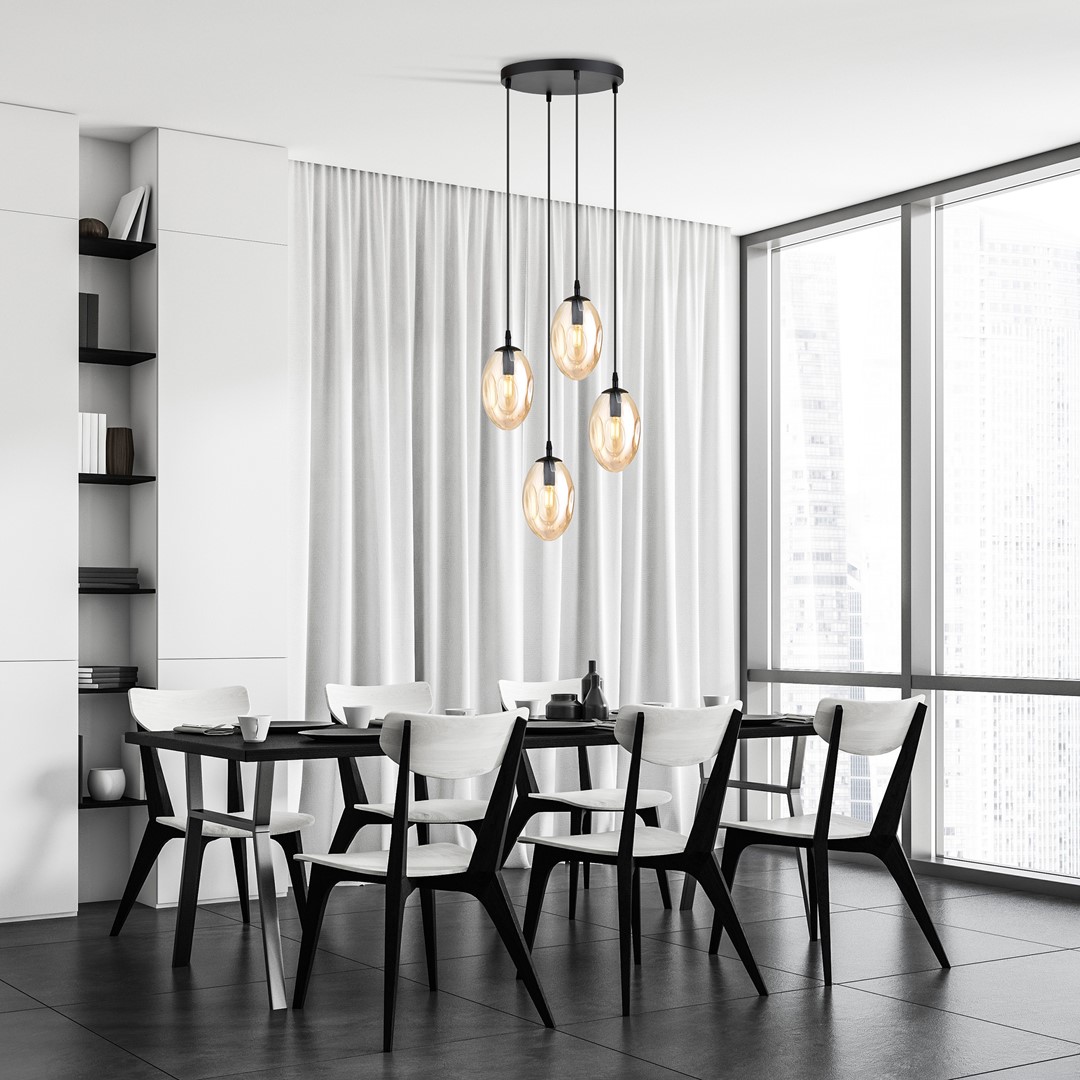 Astral Premium Ø40 Ámbar Lámpas de techo De Emibig Lighting - La suspensión negra crea un elegante contraste y realza el diseño moderno de la lámpara.