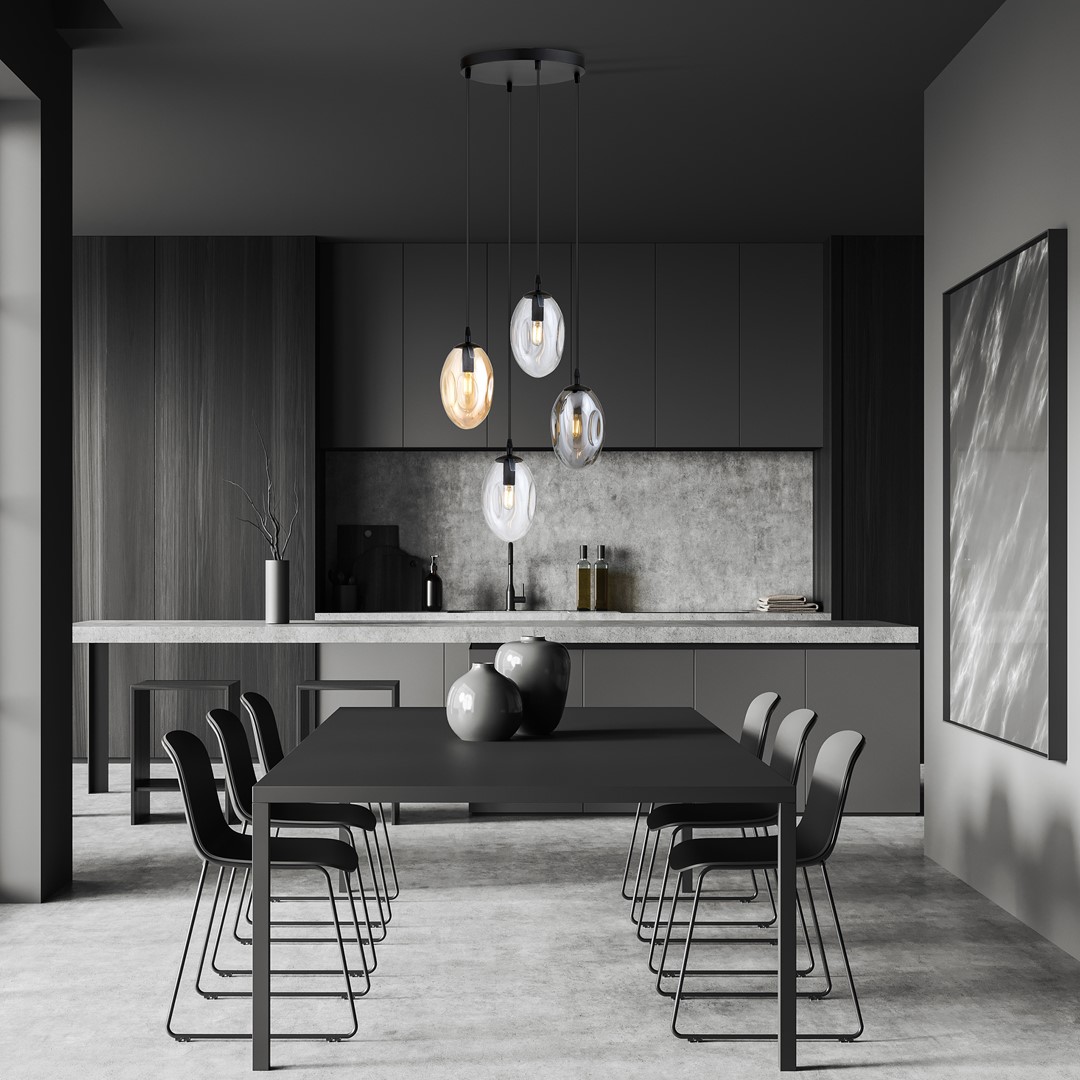 Astral Ø40 Multicolor Lámpas de techo De Emibig Lighting - La suspensión negra aporta un contraste elegante y realza el diseño moderno de la lámpara.