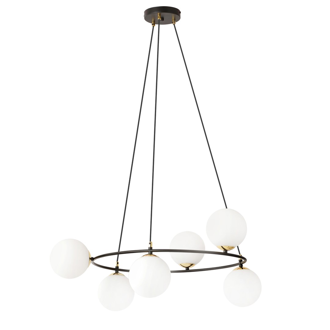Azura Ø75 Lámpas de techo De Emibig Lighting - La lámpara colgante Azura está realizada en acero negro y se complementa con pantallas de grafito.