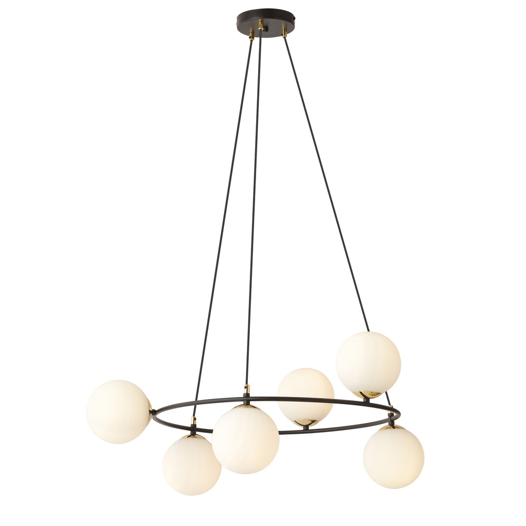 Azura Ø75 Lámpas de techo De Emibig Lighting - La lámpara colgante Azura está realizada en acero negro y se complementa con pantallas de grafito.