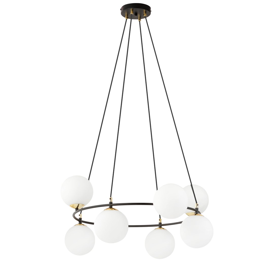 Azura Ø75 Blanco De Emibig Lighting - La forma redonda de la l&aacute;mpara con pantallas dispuestas asim&eacute;tricamente confiere a la estancia una atm&oacute;sfera &uacute;nica y subraya su car&aacute;cter moderno y elegante.
