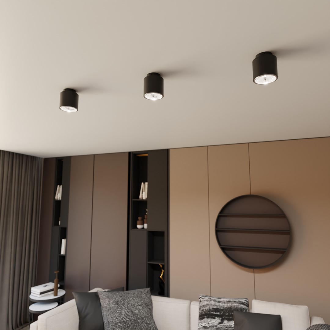 Nano Negro foco de techo De Emibig Lighting - Con fuentes de luz enfocadas, esta lámpara de techo ofrece funcionalidad en una presentación elegante.