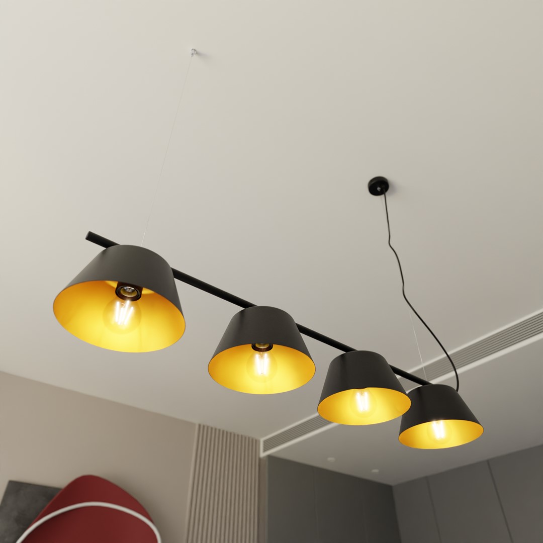 Gelato 100cm Negro Lámpas de techo De Emibig Lighting - La serie de l&aacute;mparas Gelato es una belleza minimalista.