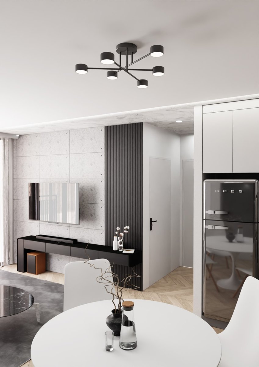 Halo Ø60 Negro plafón De Emibig Lighting - Su forma esbelta y su metal con recubrimiento en polvo le dan a la lámpara un aspecto único que se adapta perfectamente a los hogares modernos.