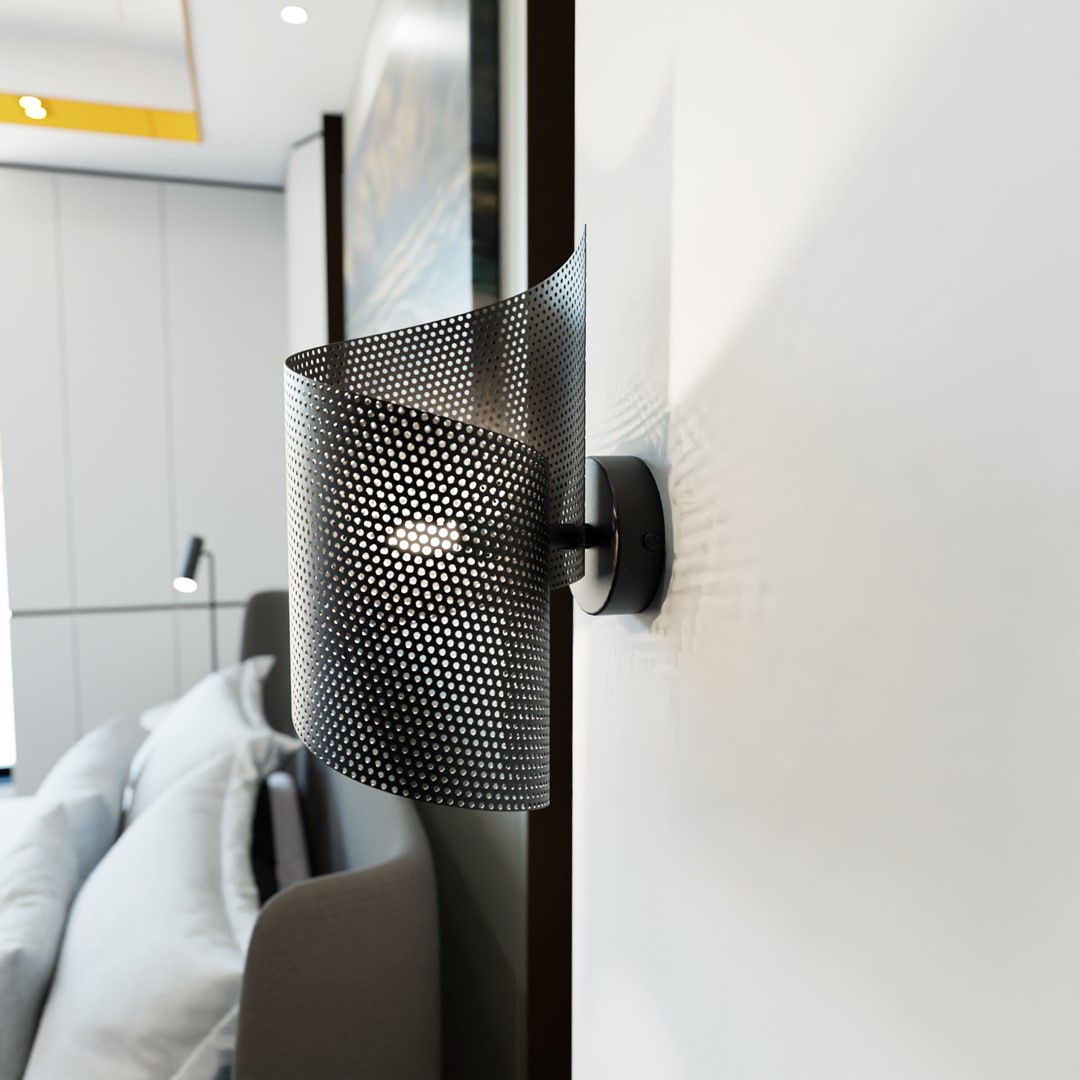 Spiral 30cm Negro lámpara de pared De Emibig Lighting - Perfecto para iluminar escaleras, pasillos y vest&iacute;bulos de entrada, pero tambi&eacute;n como iluminaci&oacute;n adicional atmosf&eacute;rica en la sala de estar o el dormitorio.