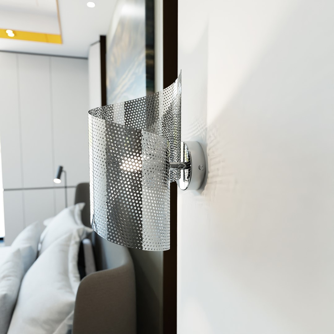 Spiral 30cm Cromo lámpara de pared De Emibig Lighting - Perfecto para iluminar escaleras, pasillos y vest&iacute;bulos de entrada, pero tambi&eacute;n como iluminaci&oacute;n adicional atmosf&eacute;rica en la sala de estar o el dormitorio.