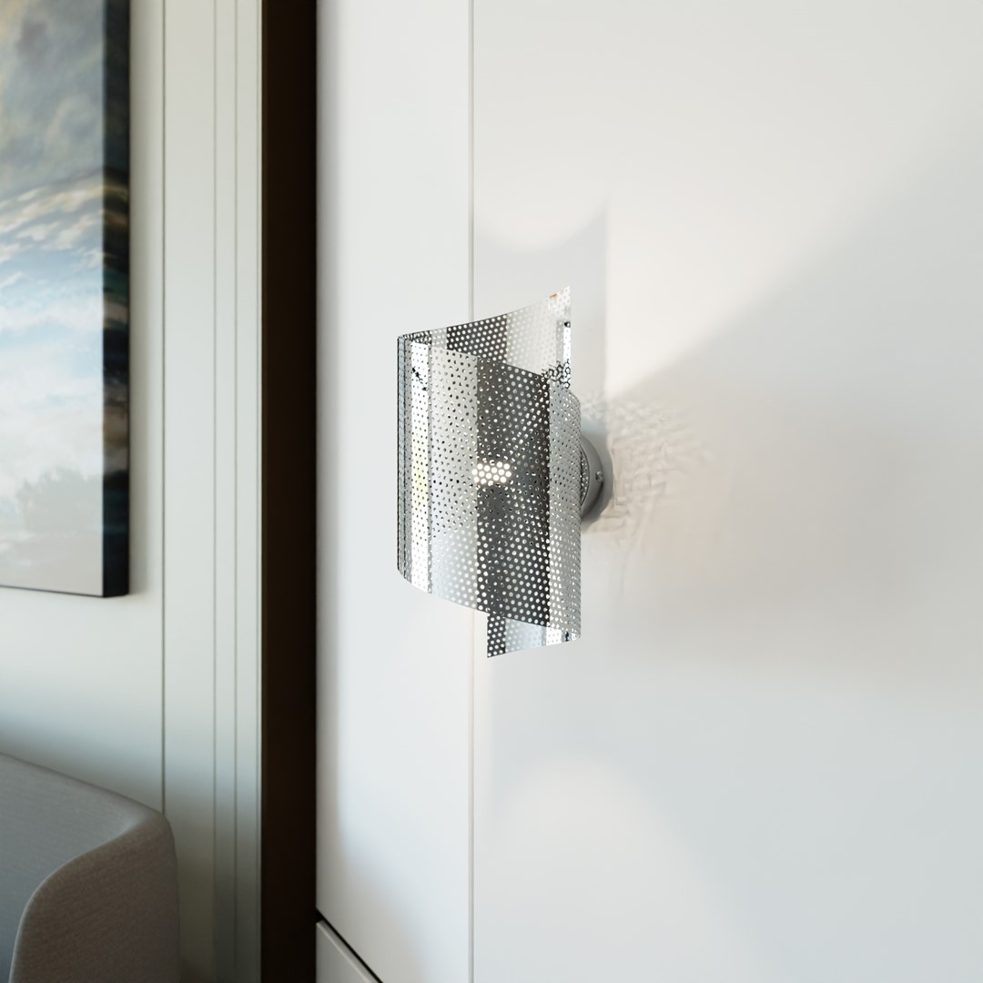 Spiral 30cm Cromo lámpara de pared De Emibig Lighting - Perfecto para iluminar escaleras, pasillos y vest&iacute;bulos de entrada, pero tambi&eacute;n como iluminaci&oacute;n adicional atmosf&eacute;rica en la sala de estar o el dormitorio.