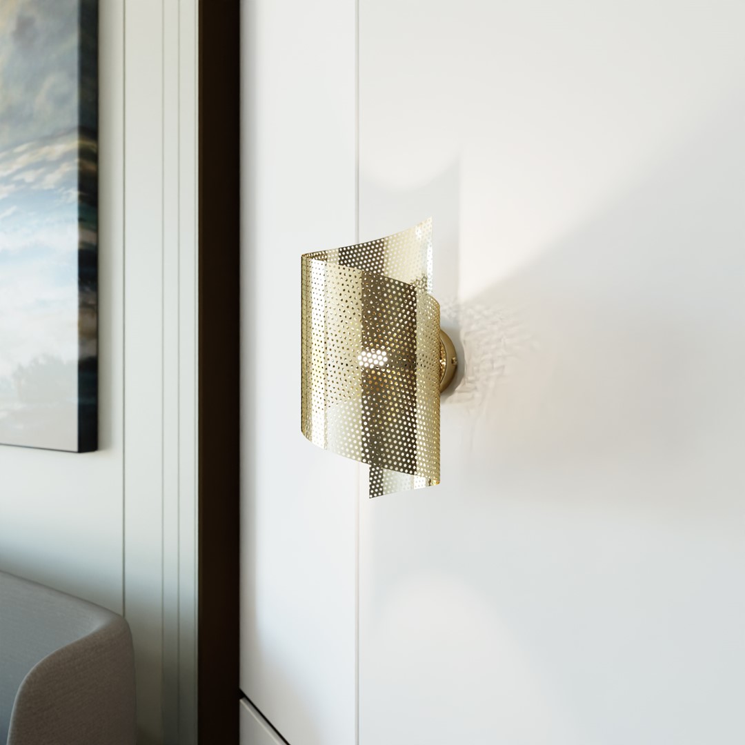 Spiral 30cm Oro lámpara de pared De Emibig Lighting - Perfecto para iluminar escaleras, pasillos y vest&iacute;bulos de entrada, pero tambi&eacute;n como iluminaci&oacute;n adicional atmosf&eacute;rica en la sala de estar o el dormitorio.