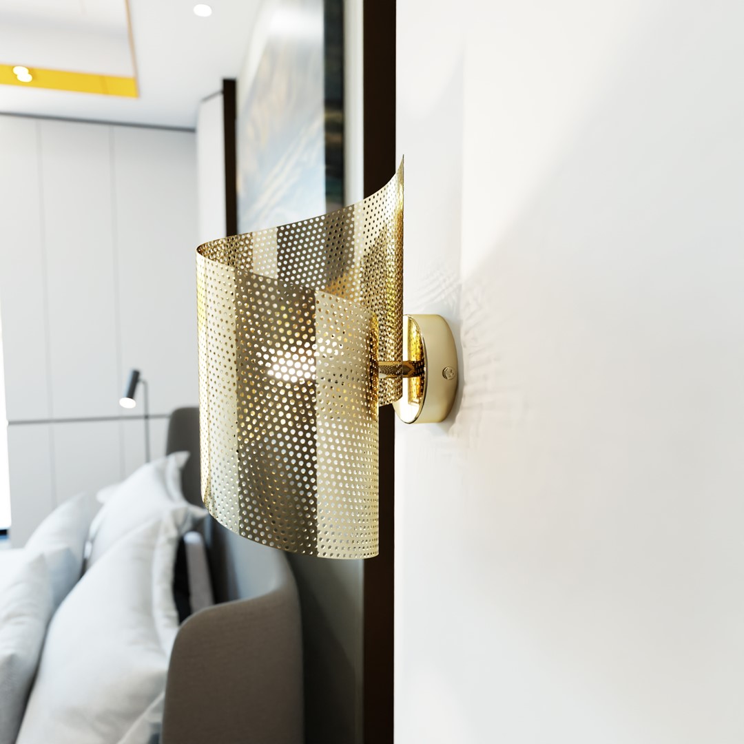Spiral 30cm Oro lámpara de pared De Emibig Lighting - Perfecto para iluminar escaleras, pasillos y vest&iacute;bulos de entrada, pero tambi&eacute;n como iluminaci&oacute;n adicional atmosf&eacute;rica en la sala de estar o el dormitorio.