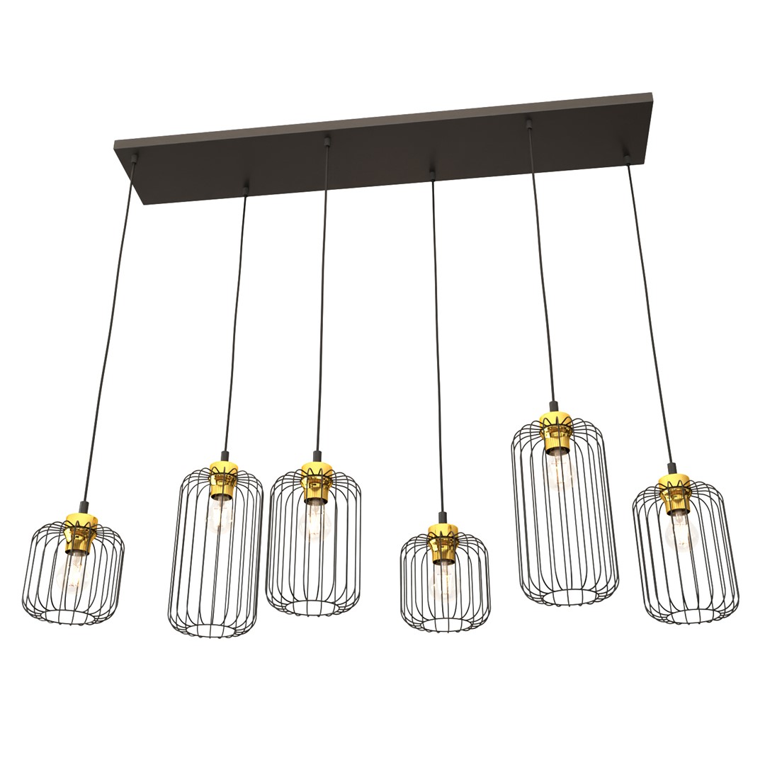 Vander 115cm Negro/dorado Lámpas de techo De Emibig Lighting - Se recomienda colocarlo encima de la mesa del comedor o de la encimera de la cocina.