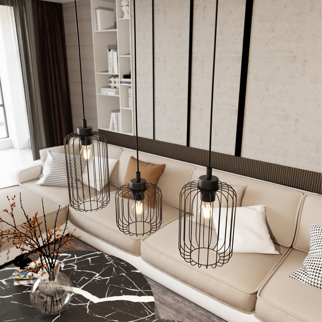 Vander 60cm Negro Lámpas de techo De Emibig Lighting - Coloca la sugerencia encima de la mesa del comedor o de la encimera de la cocina.