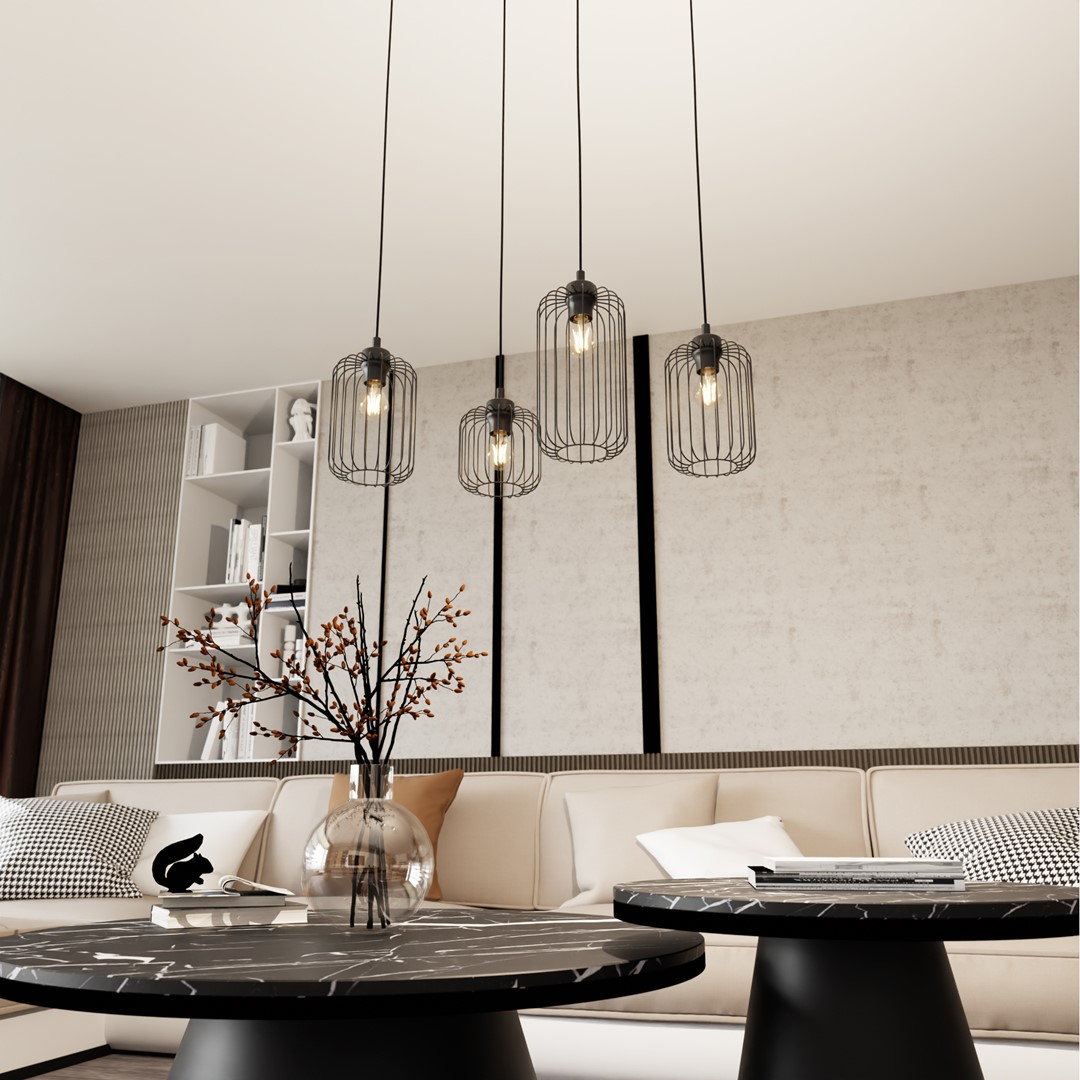 Vander 70cm Negro Lámpas de techo De Emibig Lighting - Coloca la sugerencia encima de la mesa del comedor o de la encimera de la cocina.