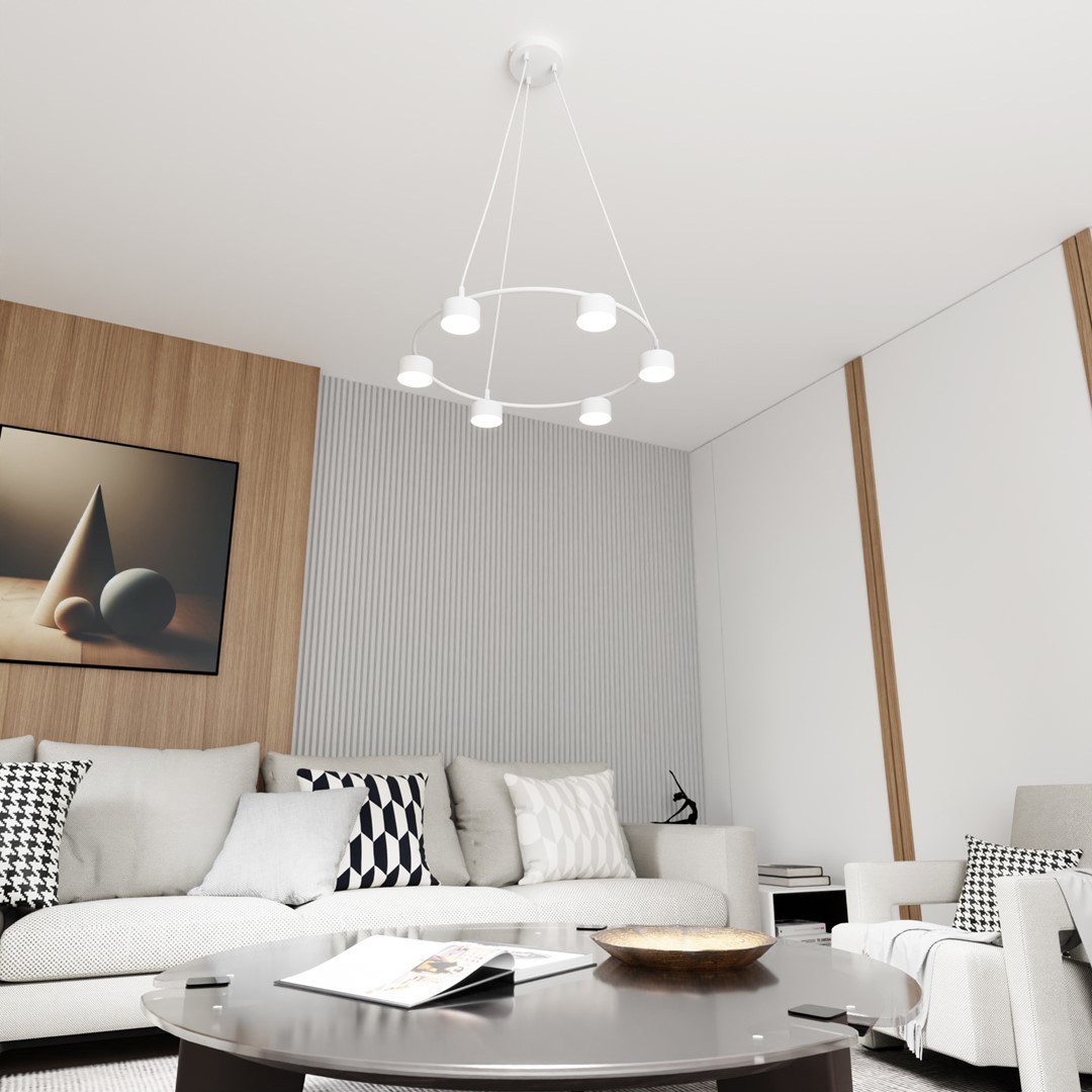 Starlit Ø64 Blanco Lámpas de techo De Emibig Lighting - Una lámpara colgante minimalista con un diseño moderno que impresiona por su elegante forma circular.