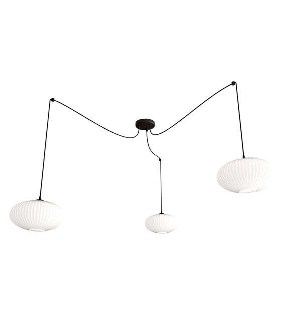 Origo 3xØ30 Blanco Lámpas de techo De Emibig Lighting - Usted mismo determina la ubicaci&oacute;n de los cables y, por lo tanto, puede decidir d&oacute;nde y a qu&eacute; altura deben colgarse las pantallas.