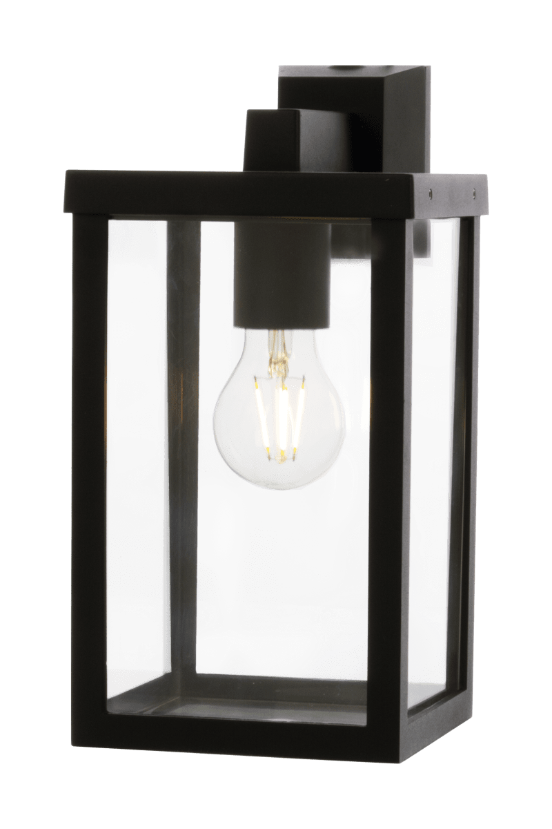 Arendal Negro lámpara de exterior De Aneta Lighting - Aplique de pared para exterior Arendal fabricado en aluminio de color negro con cubierta de plástico transparente.
