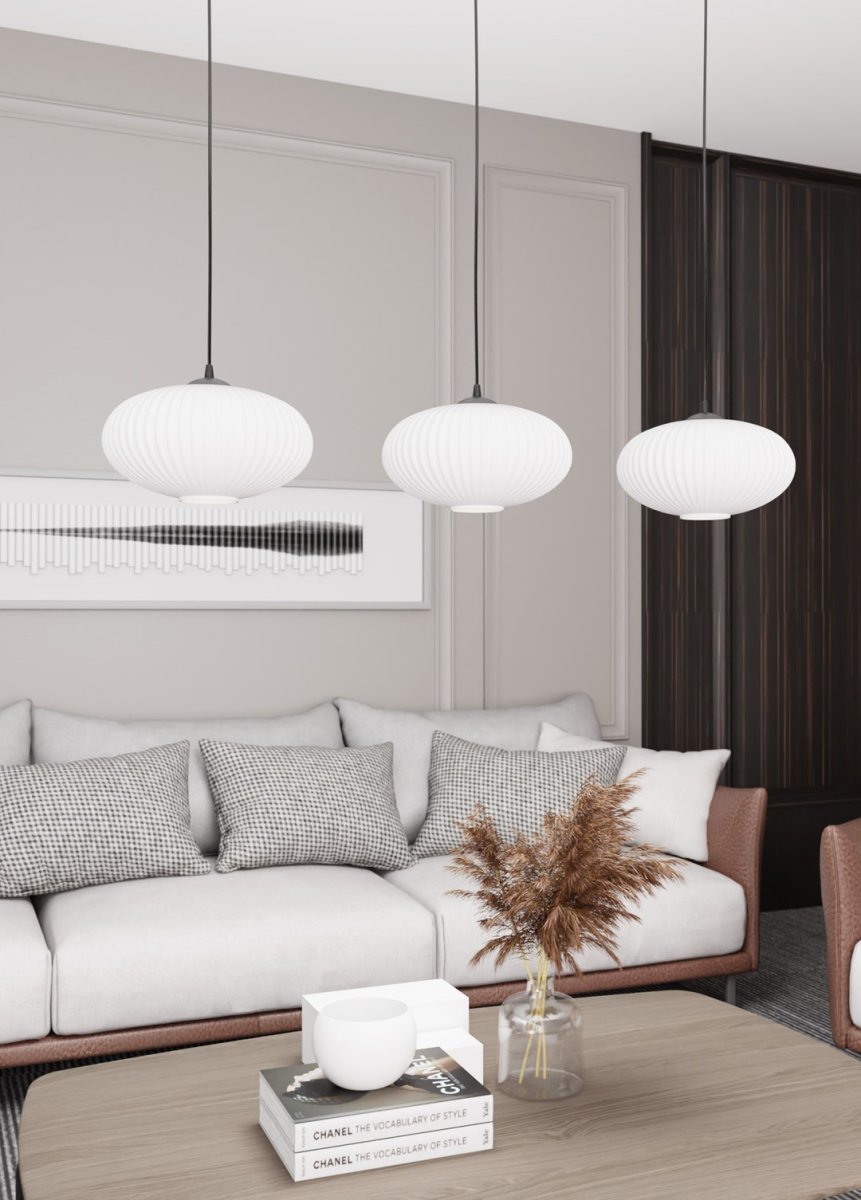 Coco 115cm Blanco Lámpas de techo De Emibig Lighting - Perfecto para salas de estar y comedores: Coco agrega un acento elegante a cualquier estilo de dise&ntilde;o de interiores.