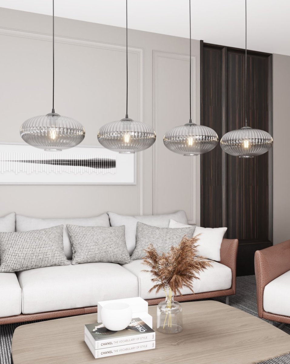 Coco 140cm Color humo Lámpas de techo De Emibig Lighting - Perfecto para salas de estar y comedores: Coco agrega un acento elegante a cualquier estilo de dise&ntilde;o de interiores.