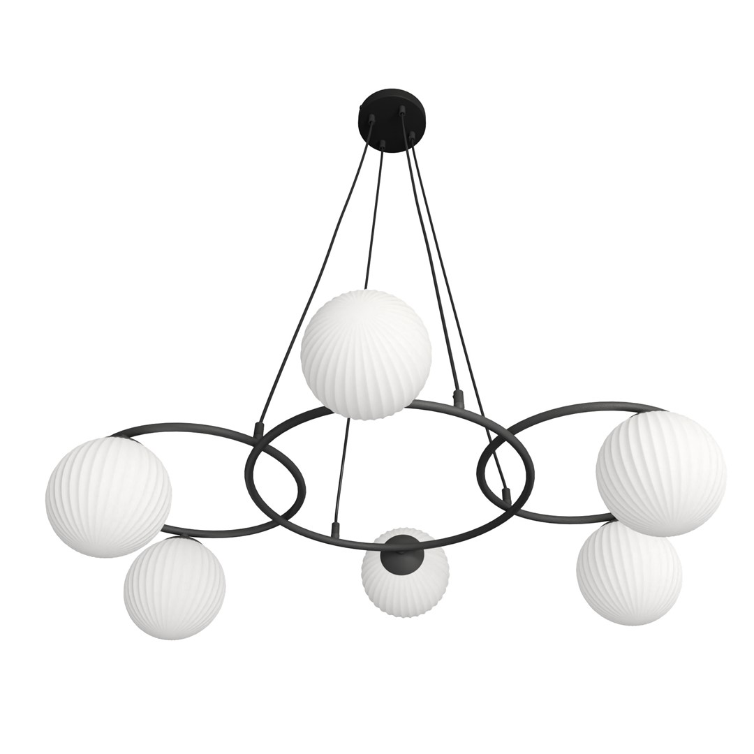 Libra 88cm Blanco Lámpas de techo De Emibig Lighting - Se compone de tres anillos que le dan una expresi&oacute;n ligera y armoniosa, mientras que las c&uacute;pulas de cristal opalino difunden una luz agradable y sin deslumbramientos que crea un ambiente acogedor.
