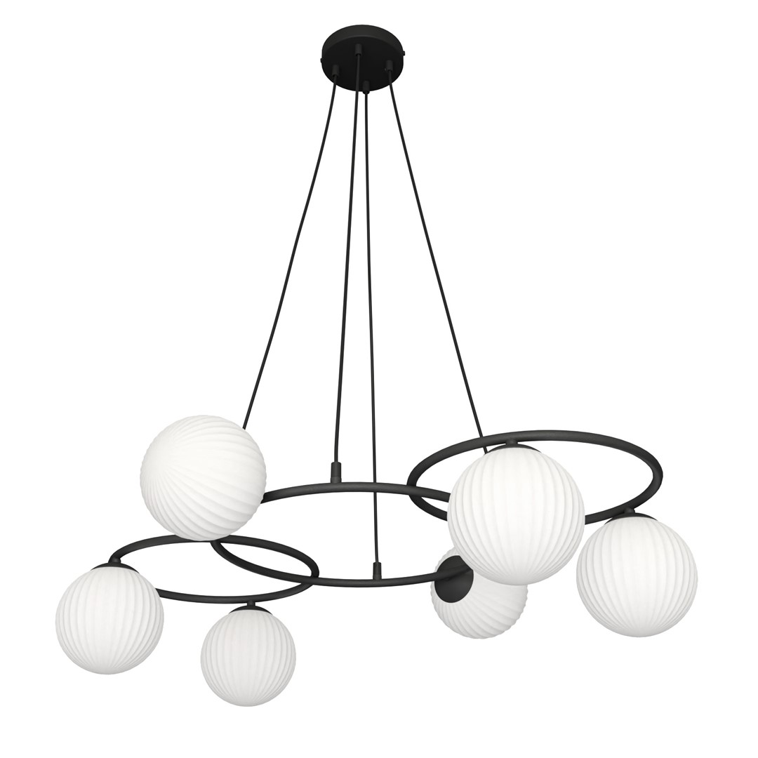 Libra 88cm Blanco Lámpas de techo De Emibig Lighting - Se compone de tres anillos que le dan una expresi&oacute;n ligera y armoniosa, mientras que las c&uacute;pulas de cristal opalino difunden una luz agradable y sin deslumbramientos que crea un ambiente acogedor.