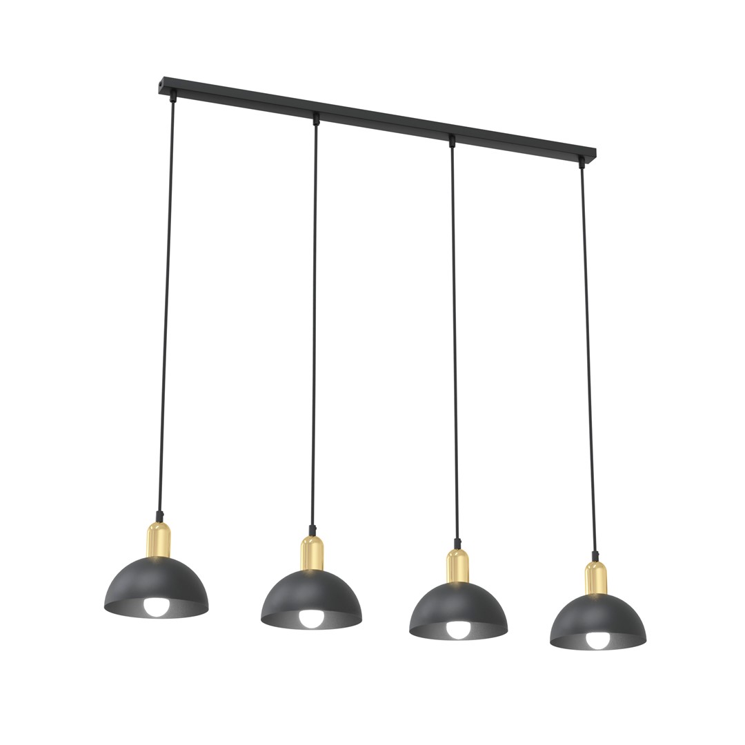 Moto 90cm Negro Lámpas de techo De Emibig Lighting - Las pantallas de metal crudo le dan a la l&aacute;mpara un car&aacute;cter distintivo, mientras que los detalles de color dorado a&ntilde;aden calidez y elegancia sutil.
