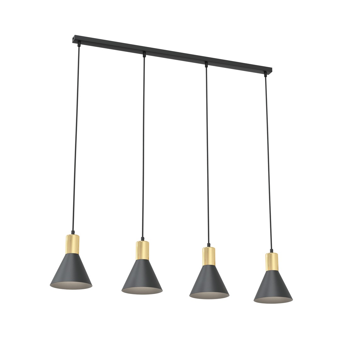 Rosa 90cm Negro Lámpas de techo De Emibig Lighting - Perfecto para salas de estar, comedores o cocinas, el rosa crea una atm&oacute;sfera &uacute;nica en la habitaci&oacute;n al combinar la rugosidad del metal con la sutil elegancia de un acento dorado.