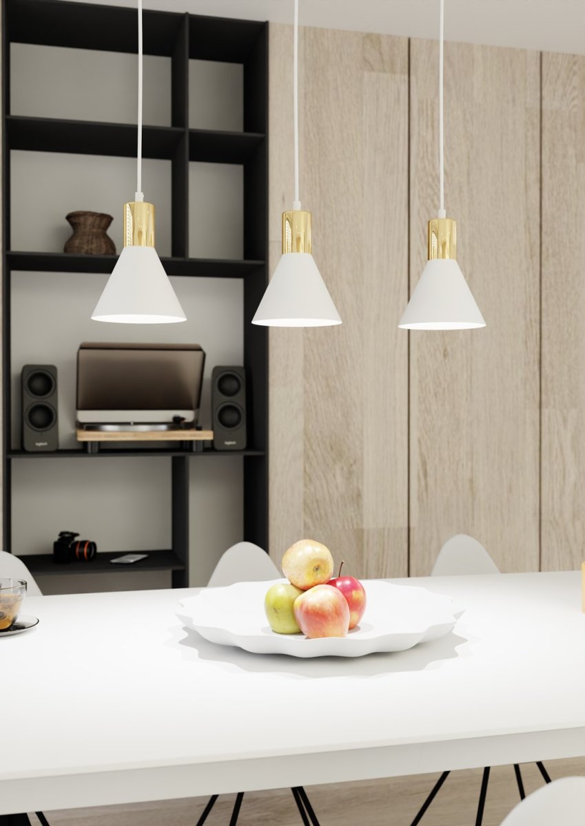 Rosa 60cm Blanco Lámpas de techo De Emibig Lighting - Perfecto para salas de estar, comedores o cocinas, el rosa crea una atm&oacute;sfera &uacute;nica en la habitaci&oacute;n al combinar la rugosidad del metal con la sutil elegancia de un acento dorado.