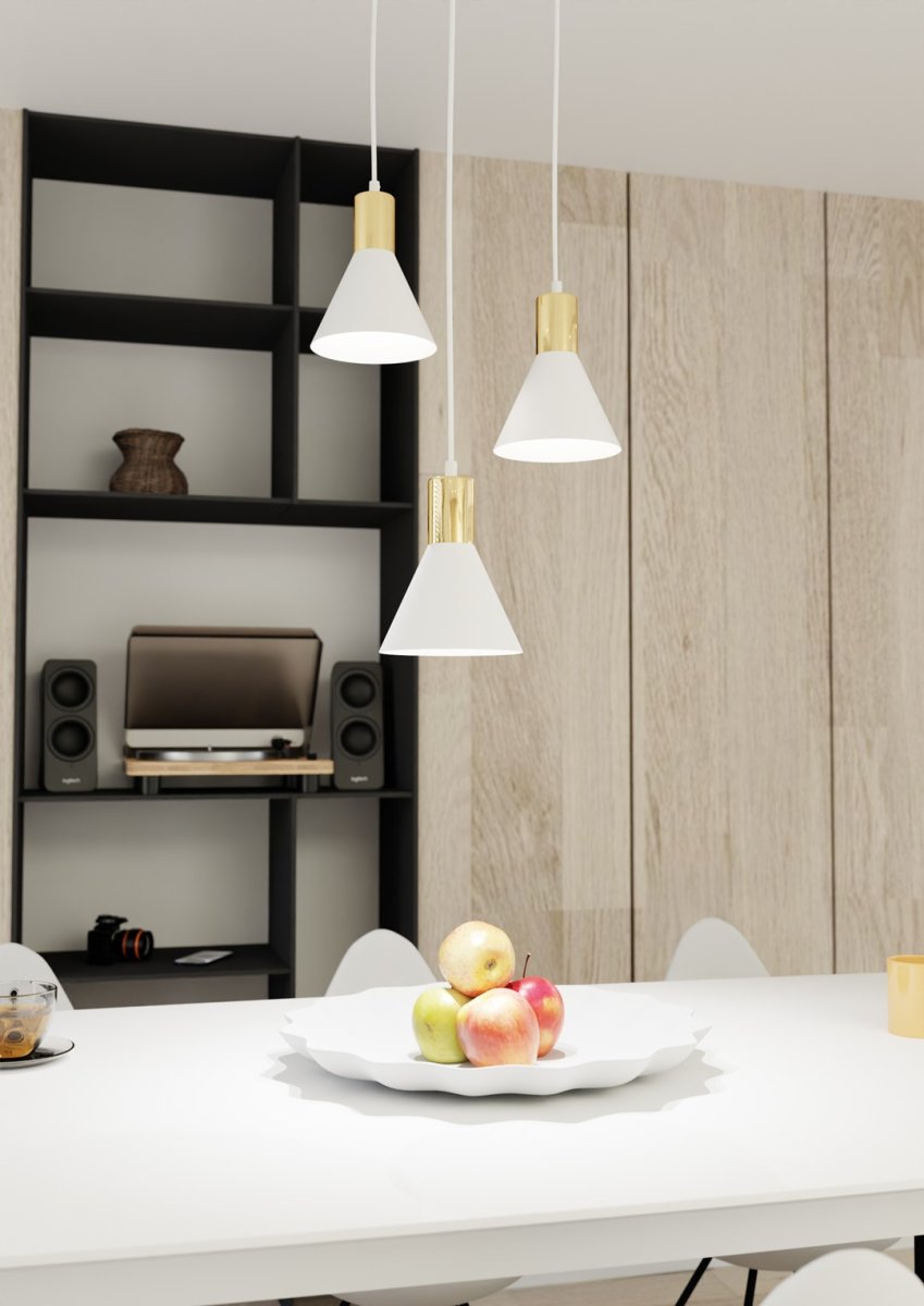 Rosa Ø30 Blanco Lámpas de techo De Emibig Lighting - Perfecto para salas de estar, comedores o cocinas, el rosa crea una atm&oacute;sfera &uacute;nica en la habitaci&oacute;n al combinar la rugosidad del metal con la sutil elegancia de un acento dorado.