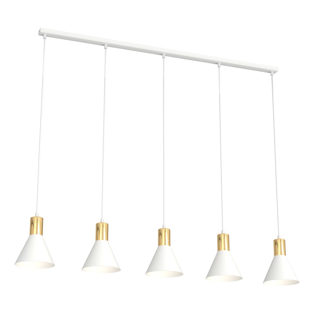 Rosa 116cm Blanco Lámpas de techo De Emibig Lighting - Perfecto para salas de estar, comedores o cocinas, el rosa crea una atm&oacute;sfera &uacute;nica en la habitaci&oacute;n al combinar la rugosidad del metal con la sutil elegancia de un acento dorado.