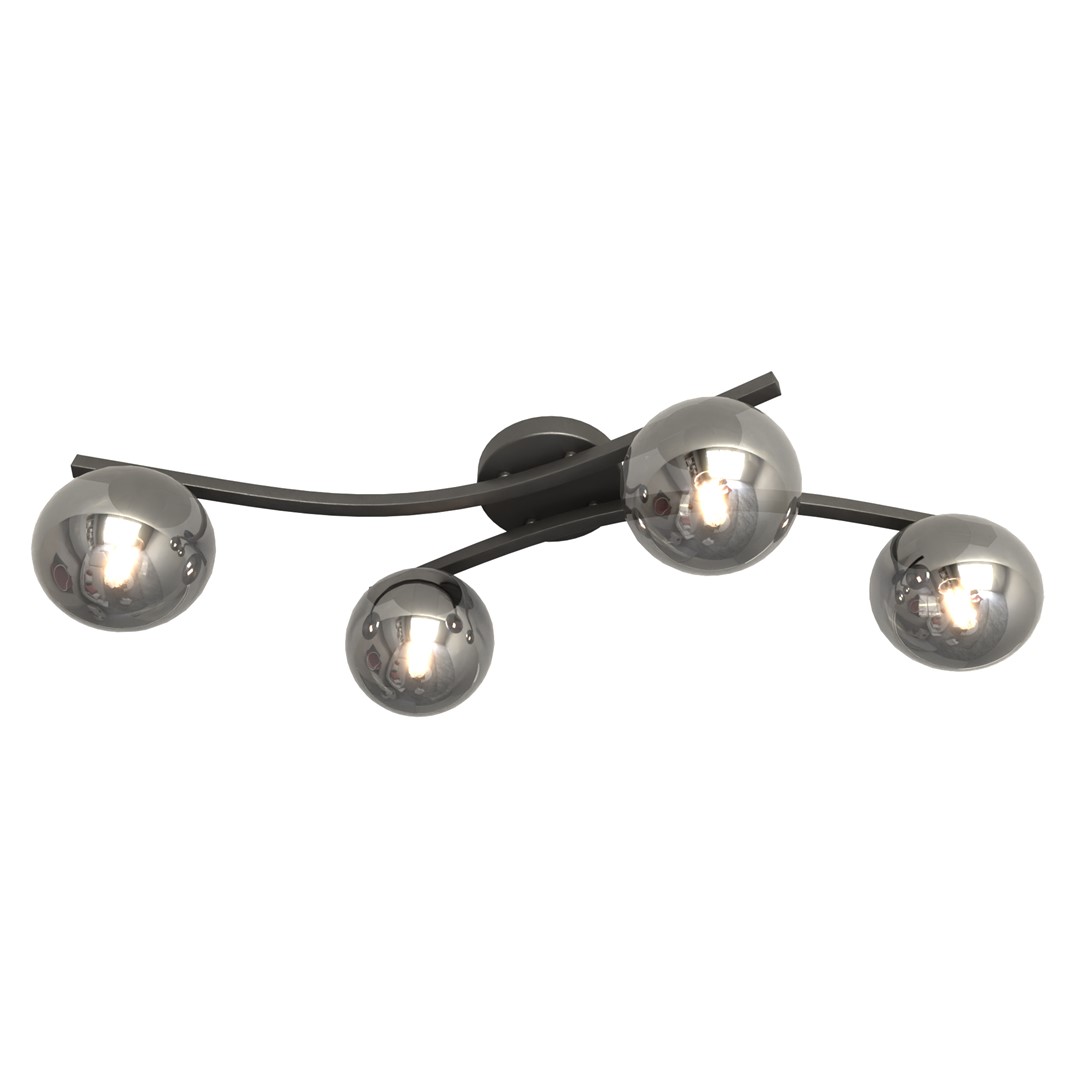 Opus 84cm Color humo plafón De Emibig Lighting - La forma sencilla y las c&uacute;pulas de cristal ahumado confieren a la estancia suavidad y ligereza, mientras que la l&aacute;mpara difunde una luz agradable y difusa.