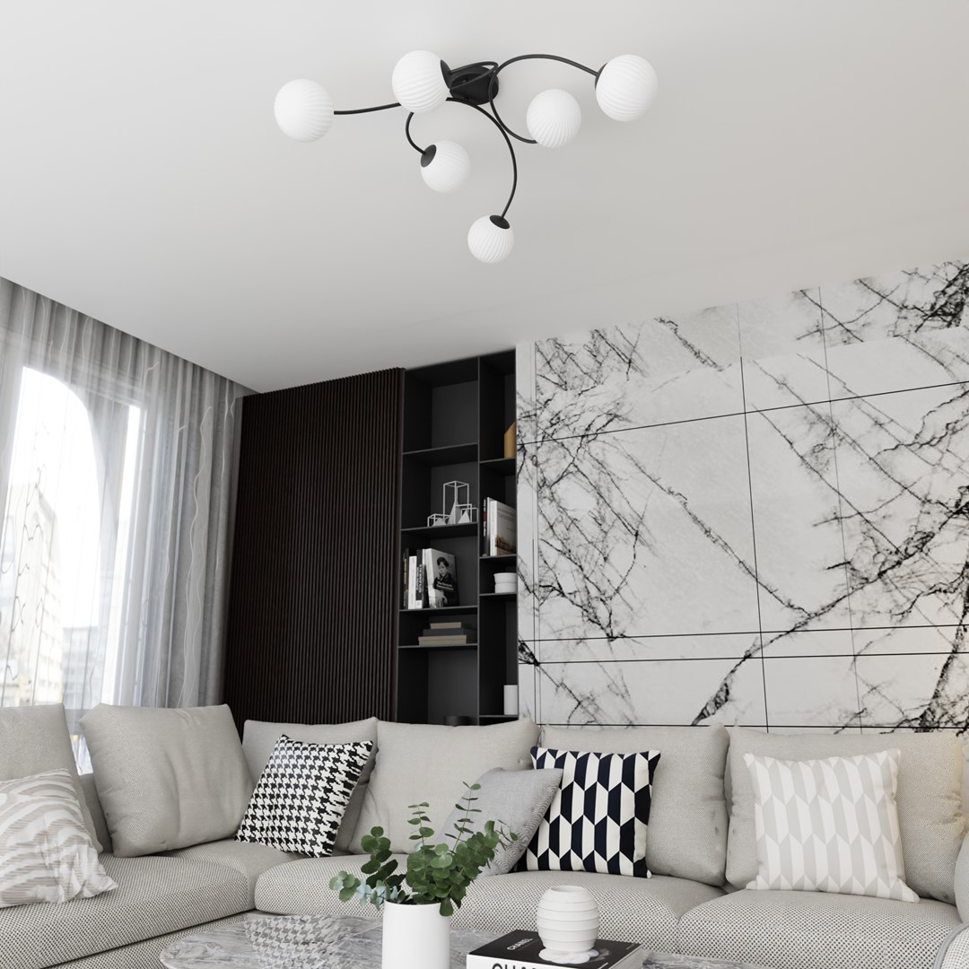 Vibra 97cm Blanco plafón De Emibig Lighting - La l&aacute;mpara de techo Vibra es una l&aacute;mpara de techo moderna con un dise&ntilde;o elegante y a la vez minimalista.