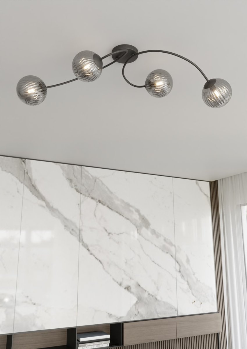 Vibra 110cm Color humo plafón De Emibig Lighting - La l&aacute;mpara de techo Vibra es una l&aacute;mpara de techo moderna con un dise&ntilde;o elegante y a la vez minimalista.