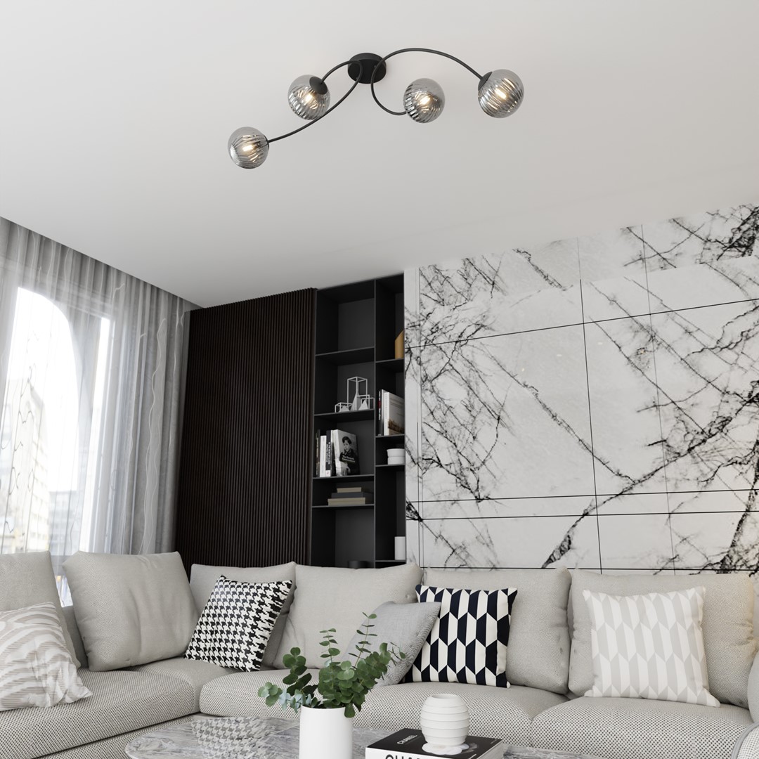 Vibra 110cm Color humo plafón De Emibig Lighting - La l&aacute;mpara de techo Vibra es una l&aacute;mpara de techo moderna con un dise&ntilde;o elegante y a la vez minimalista.