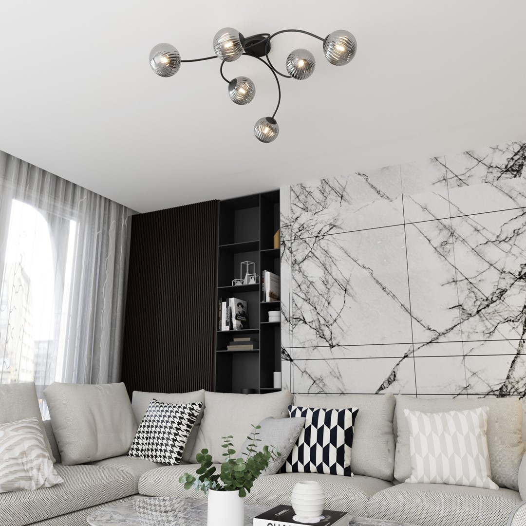 Vibra 97cm Color humo plafón De Emibig Lighting - La l&aacute;mpara de techo Vibra es una l&aacute;mpara de techo moderna con un dise&ntilde;o elegante y a la vez minimalista.