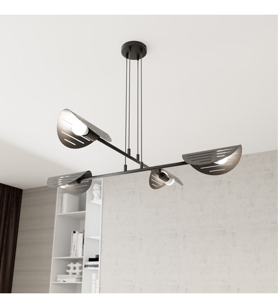 Saber 104cm Negro Lámpas de techo De Emibig Lighting - Perfecta para salas de estar, comedores o entornos de oficina, Saber emite una luz suave que crea una atm&oacute;sfera especial y subraya el estilo de la estancia.