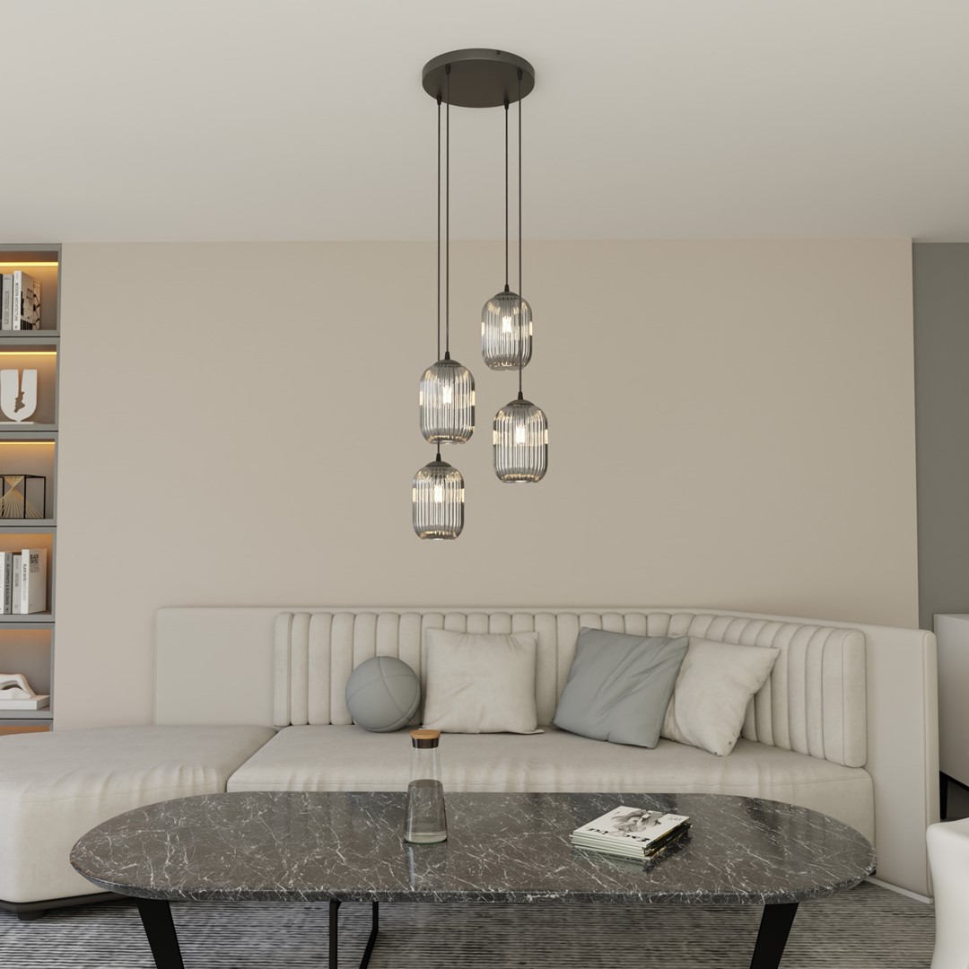 Verdi Ø30 Color humo Lámpas de techo De Emibig Lighting - Verdi se integra perfectamente en interiores modernos y elegantes y difunde una luz suave y agradable: ideal para salas de estar, comedores o espacios p&uacute;blicos.