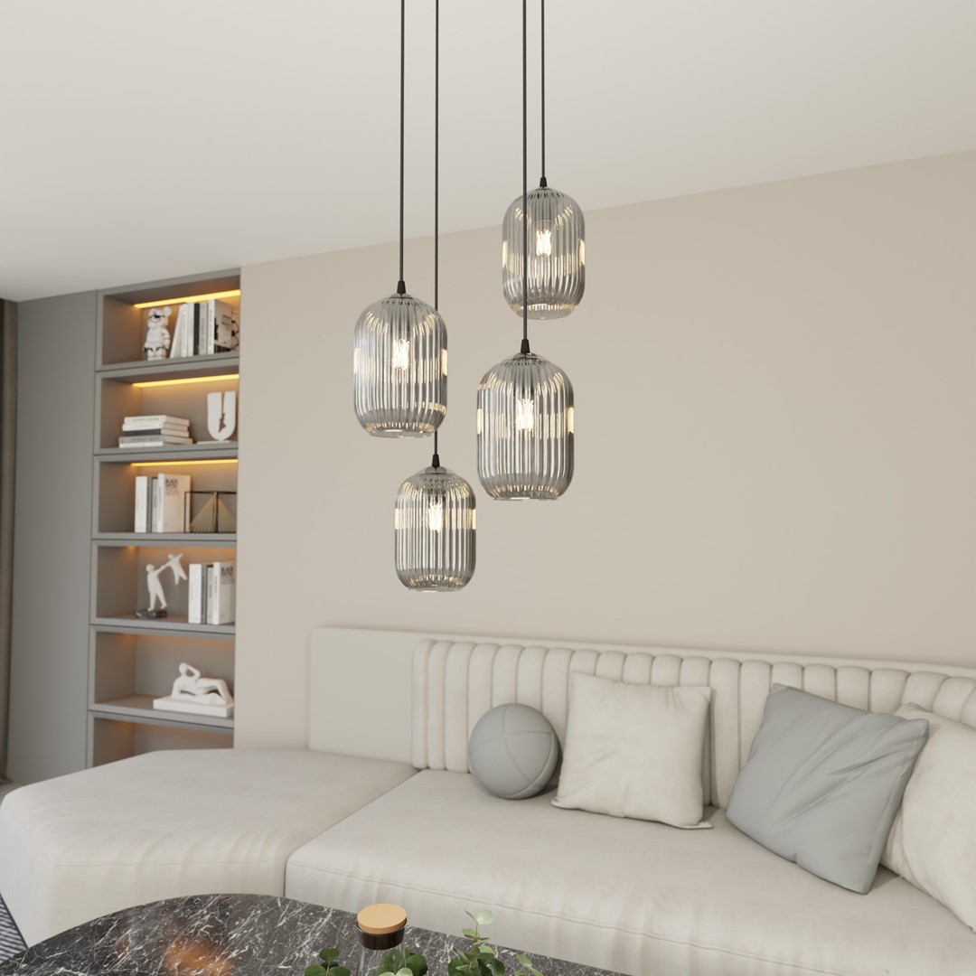 Verdi Ø30 Color humo Lámpas de techo De Emibig Lighting - Verdi se integra perfectamente en interiores modernos y elegantes y difunde una luz suave y agradable: ideal para salas de estar, comedores o espacios p&uacute;blicos.