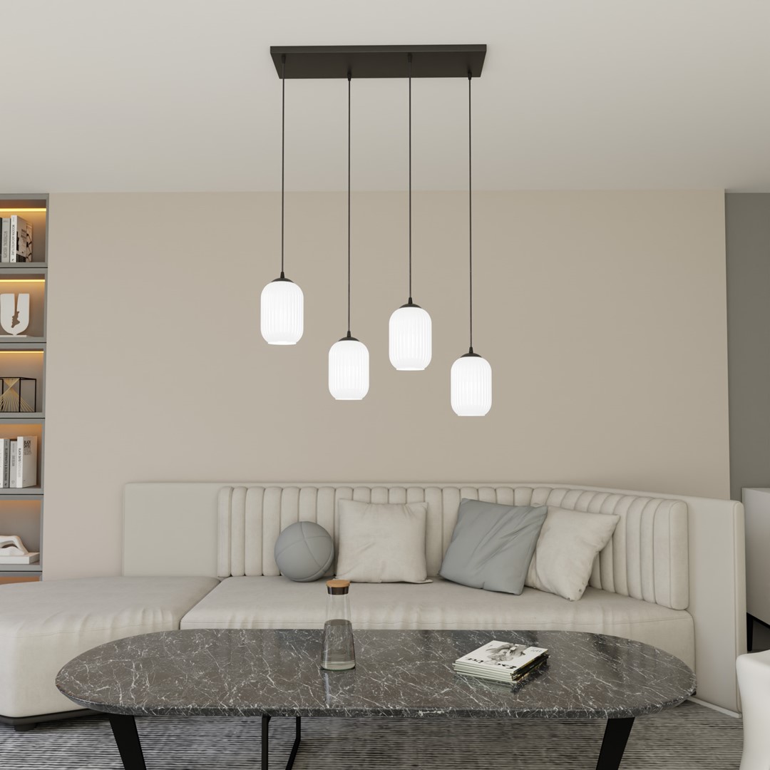 Verdi 70cm Blanco Lámpas de techo De Emibig Lighting - Verdi se integra perfectamente en interiores modernos y elegantes y difunde una luz suave y agradable: ideal para salas de estar, comedores o espacios p&uacute;blicos.