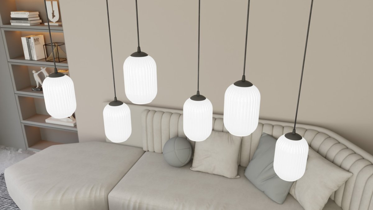 Verdi 115cm Blanco Lámpas de techo De Emibig Lighting - Verdi se integra perfectamente en interiores modernos y elegantes y difunde una luz suave y agradable: ideal para salas de estar, comedores o espacios p&uacute;blicos.