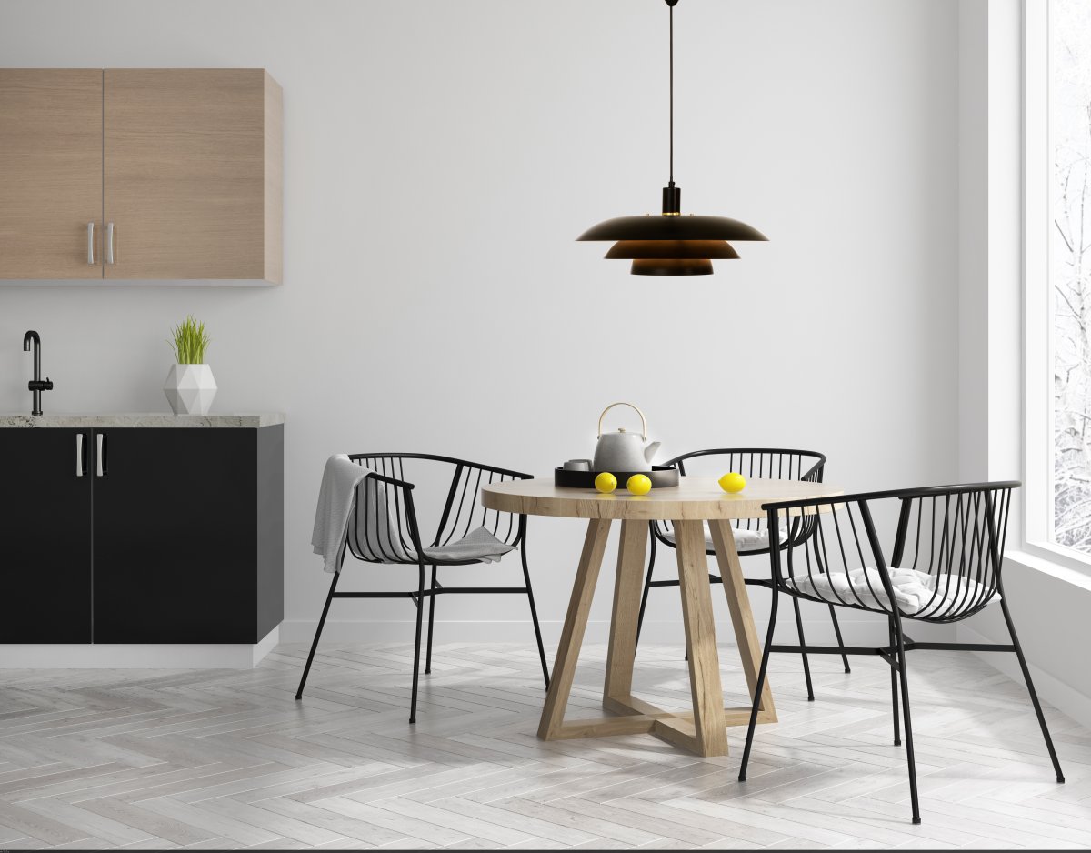 Epsilon Ø45 Negro Lámpas de techo De Aneta Lighting - L&aacute;mpara colgante cl&aacute;sica de cocina EPISLON de metal lacado en negro.