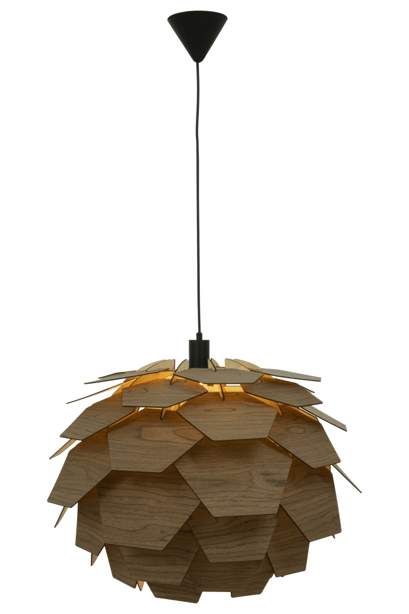 Carpatica Ø60 Mancha marrón Lámpas de techo De Aneta Lighting - La hermosa lámpara de techo Carpatica con múltiples capas de listones de madera con chapa teñida en marrón tiene un diseño que recuerda a un cono redondo.