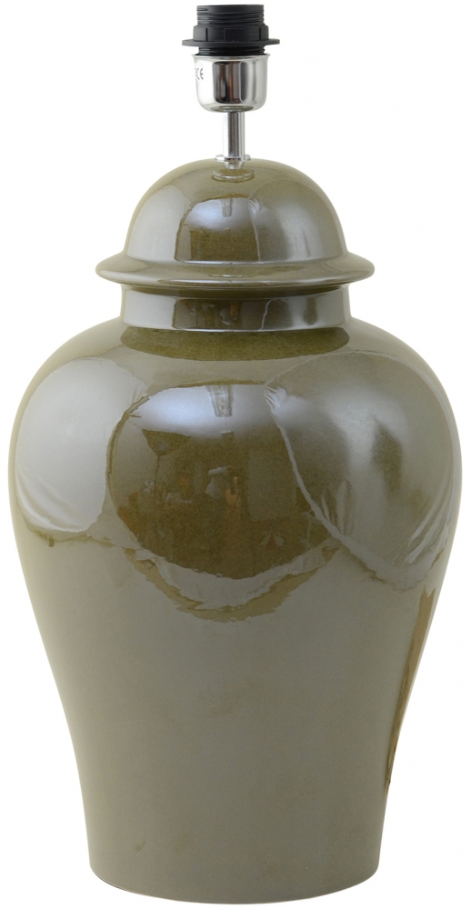 Imagen ampliada de Ming 50cm Olivgrön base de lámpara De Hallbergs - Ming &auml;r en stilfull lampfot i keramik med en klassisk, mjukt rundad form.