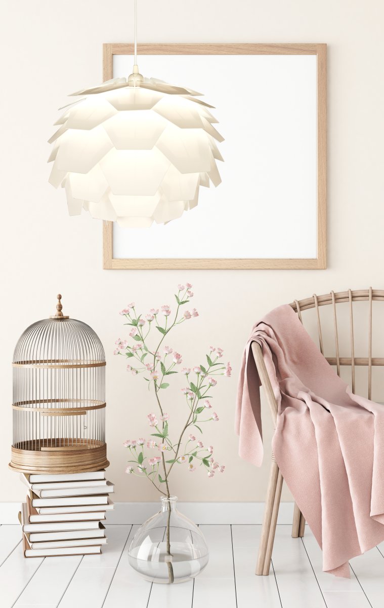 Carpatica Ø40 Blanco Lámpas de techo De Aneta Lighting - El dosel del techo está hecho de plástico blanco para suspensión con gancho y está equipado con una tira de sujeción.