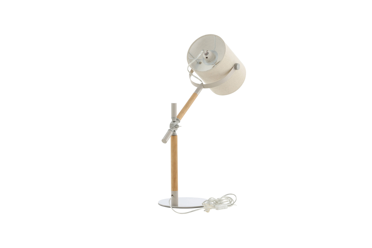 Dennis 66cm Beige/madera lámpara de escritorio De Venture Design - La pantalla de lino proporciona una luz agradable, y la combinaci&oacute;n de beige y madera la hace elegante y atemporal.