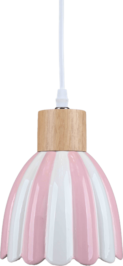 Poppy Ø15 Rosa/blanco lámpara de ventana De Pixie Design - Poppy es una encantadora l&aacute;mpara de ventana de cer&aacute;mica con una forma ligeramente redondeada y detalles decorativos de madera que le dan un toque natural.