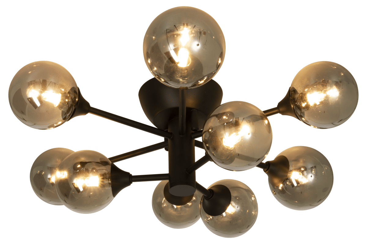 Cosmos 52cm Negro plafón De Aneta Lighting - Dosel de techo de metal negro para suspensión con gancho y bloque de terminales, el enchufe de la lámpara es fácil de instalar.