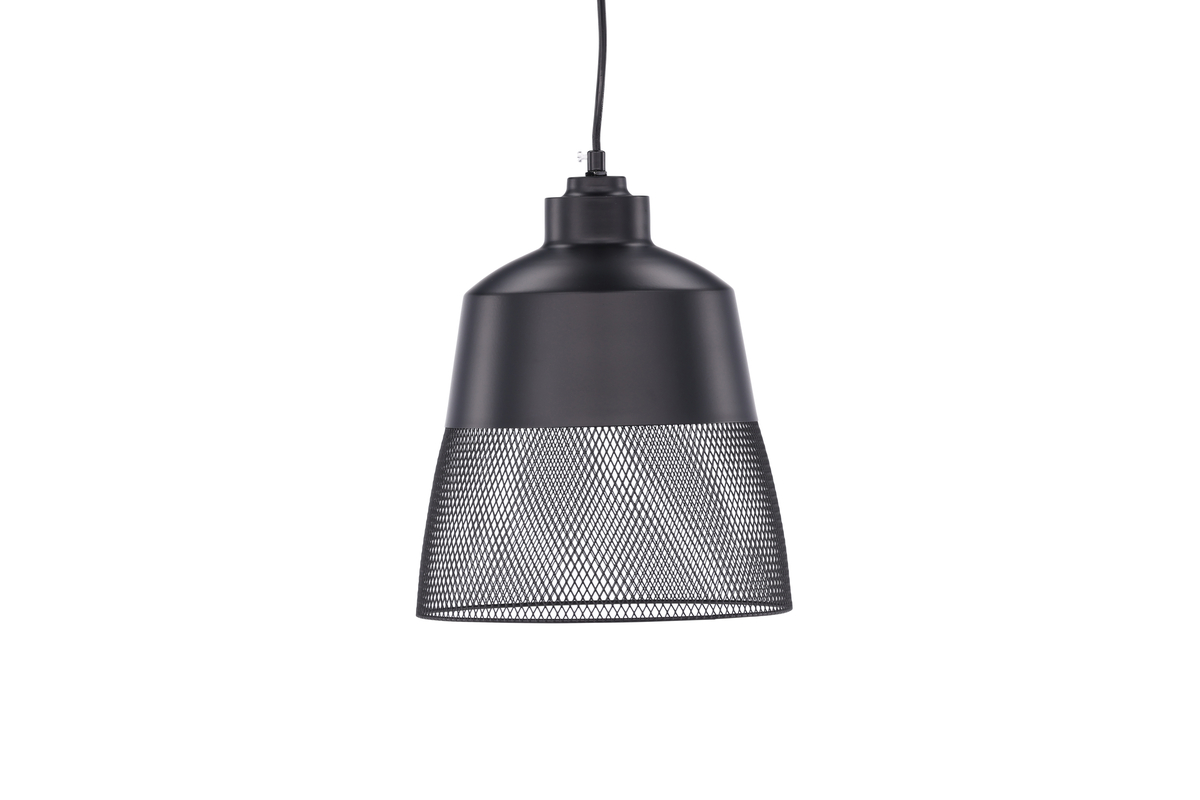 Toulon Ø24 Negro Lámpas de techo De Venture Design - Su base de hierro negro mate le da un toque elegante, y la parte inferior de la pantalla presenta un fino patr&oacute;n de malla que la hace &uacute;nica y difunde una luz agradable por toda la habitaci&oacute;n.