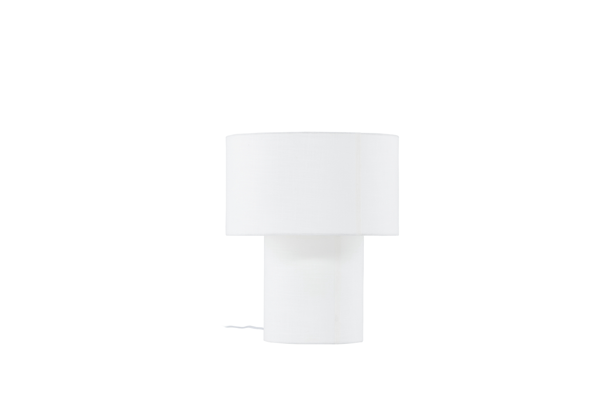 Globia 40cm Blanco lámpara de mesa De Venture Design - La base y la pantalla de la l&aacute;mpara est&aacute;n completamente cubiertas con una hermosa tela de lino blanco que agrega un ambiente suave al hogar.