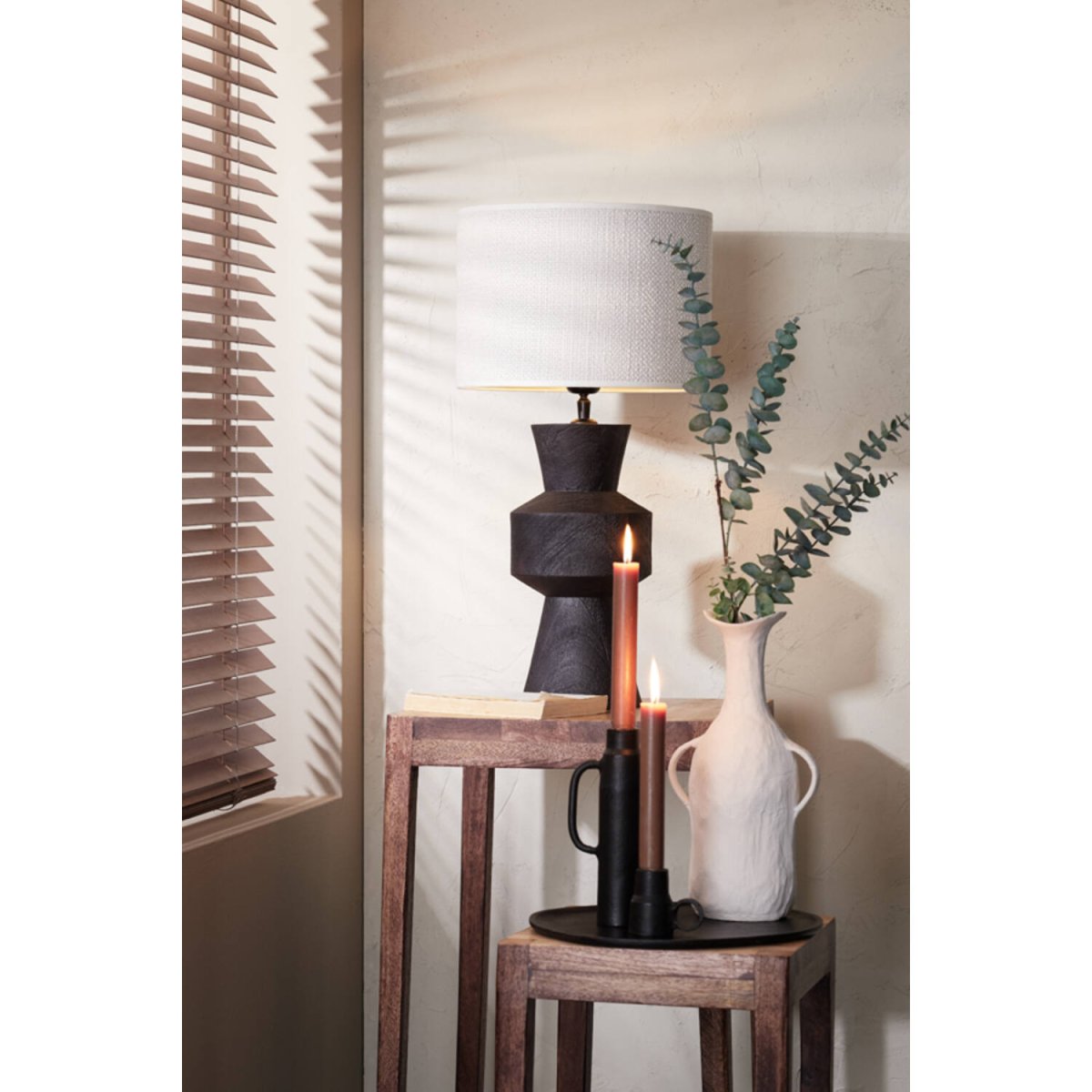 Gregor 44cm Negro base de lámpara De Light & Living - Esta base de madera con un elegante acabado negro mate ofrece un diseño moderno y atemporal.