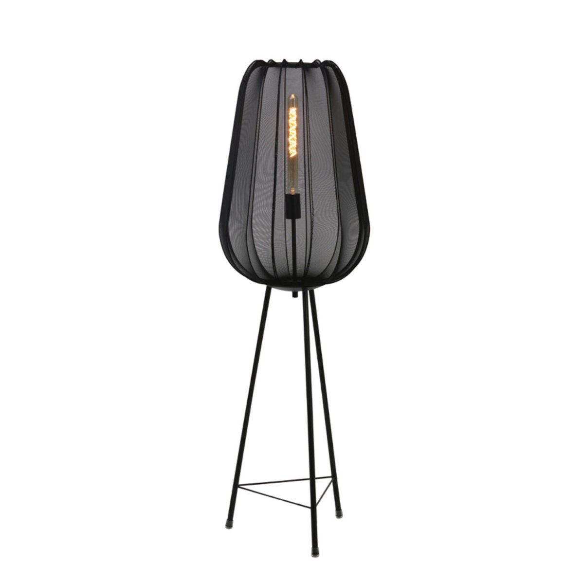 Plumeria Negro lámpara de pie De Light & Living - La pantalla de malla decorativa garantiza una hermosa distribución de la luz en toda la habitación cuando la lámpara está encendida.